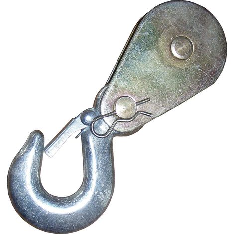 Varan Motors – Poulie de renvoi 1T PULLEYHOOK1T – Charge maximale 1T – Diamètre de poulie 4.5cm – Acier zingué pour treuil et palan