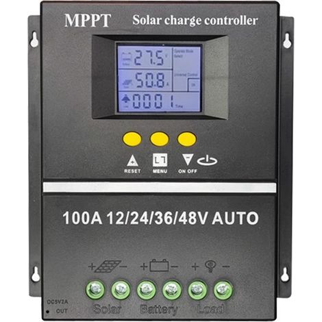 Contrôleur de charge solaire MPPT 100 A, régulateur intelligent, écran LCD, double port USB pour batteries lithium-acide 12/24/36/48 V (1/5)