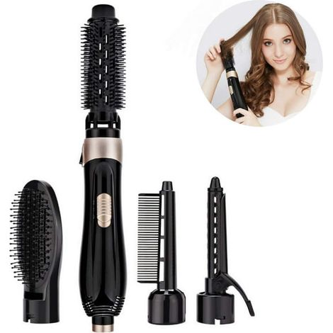 Sèche-cheveux brosse 4-en-1, soufflant et volumateur intégrés, lisseur boucleur à air chaud, styler ionique négatif, brosse soufflante légère pour séchage rapide, résultat salon. (1/5)