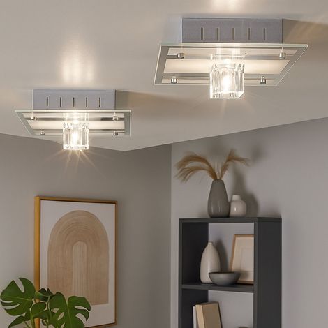 Set di 2 plafoniere lampade decorative in metallo laccato a specchio vetro satinato