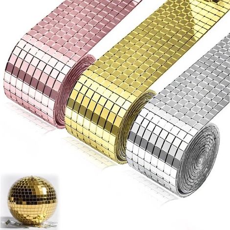 mosaicos de espejo de vidrio autoadhesivos de 100 cm para proyectos de manualidades, mini pegatinas cuadradas de espejo (plata, rosa, oro) (1/4)