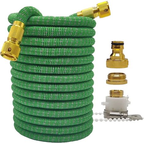 Tuyau d'arrosage extensible (vert-gris, 7,5 m) haute pression, flexible et bicolore, pour la maison et le jardin, idéal pour l'irrigation des jardins et des exploitations agricoles, ainsi que pour le 