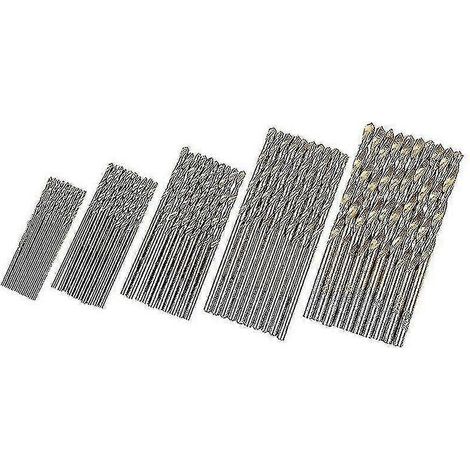 Ensemble de 50 mini forets à tige ronde de précision HSS hélicoïdaux en acier (50 pièces) (1/5)