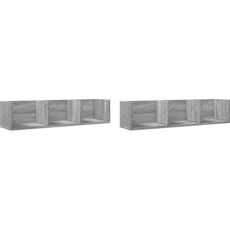 Set di 2 armadietti da parete design versatile portaoggetti 75 x 18 x 16,5 cm in legno multistrato grigio 020049407