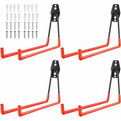 Garage Storage Hook 4pcs Garage Hooks Steel Wall Mounted Bike Hook Garage Storage Utility Hooks for Loose Items, Bikes, Ropes, Ladders, etc (1/5)