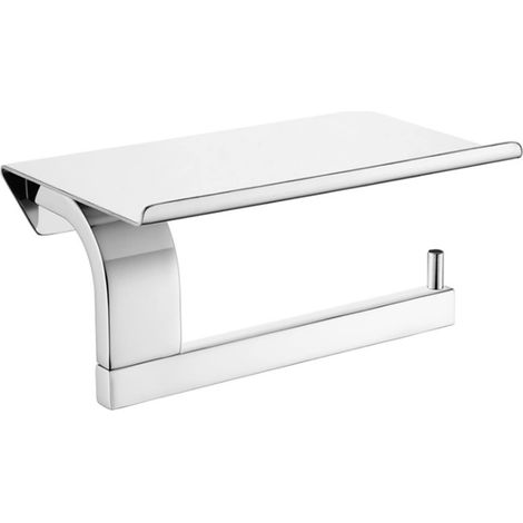 Klassischer Toilettenpapierhalter mit Edelstahlablage, Toilettenpapierrollenhalter, wandmontierter WC-Organizer, Badezimmeraccessoires, silber (1/4)