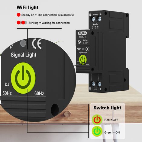 Interruttore automatico intelligente Tuya Zigbee 1P con temporizzazione ON/OFF, contatore di energia fotovoltaica bidirezionale, protezione con richiusura automatica e funzione prepagata, compatibile (1/5)