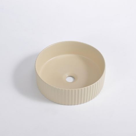 QeramiQ Arto vasque - 35x35x11.5cm - nervurée - ronde - céramique - beige mat