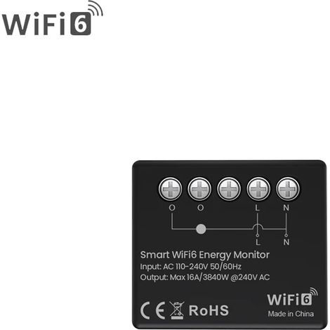 Module de compteur d'énergie intelligent WiFi avec fonctions de surveillance et de mesure de la consommation électrique, contrôlable via une application. (1/5)