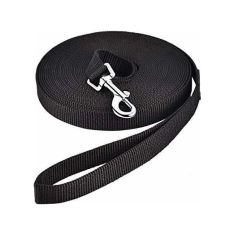 Dog Leash (10m, Black), Training Leash with Handle, Long Dog Leash, Hands-Free Nylon Loop for Small Large Dogs, Pets, Walking, Jogging (1/5)