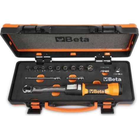Beta 666/C2 Chiave dinamometrica Zero-Reset 1/4" 5-25 Nm a scatto con accessori