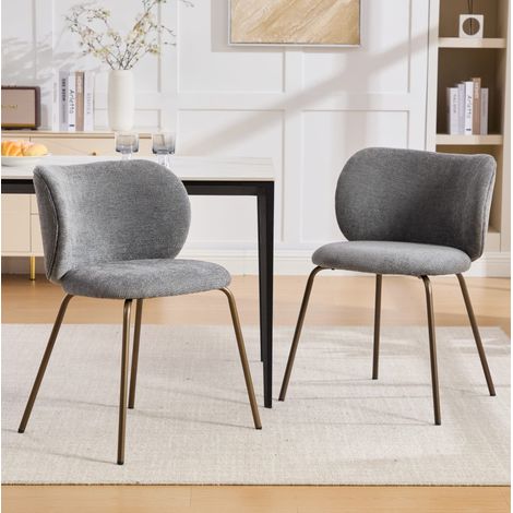 Sillas de comedor 58x52x80 cm de tela de felpa gris, set de 2, estilo moderno FloraGrace (1/5)