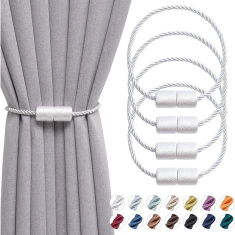 Lot de 4 embrasses magnétiques faites main, 40,6 cm, corde latérale blanche. (1/5)