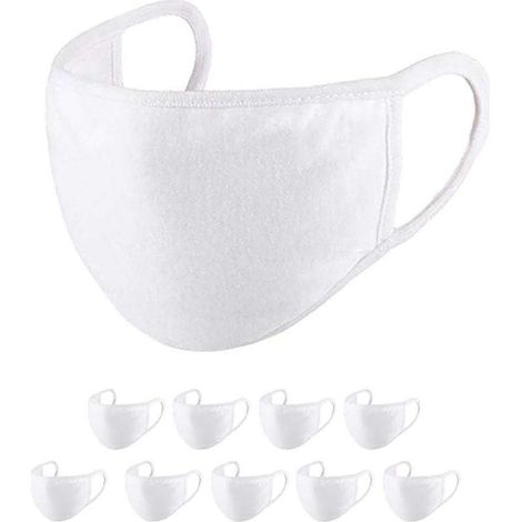 10 Pièces, Blanc Coton, Réutilisable Antipoussière Lavable, pour un Usage Quotidien, Extérieur, Sport (1/5)