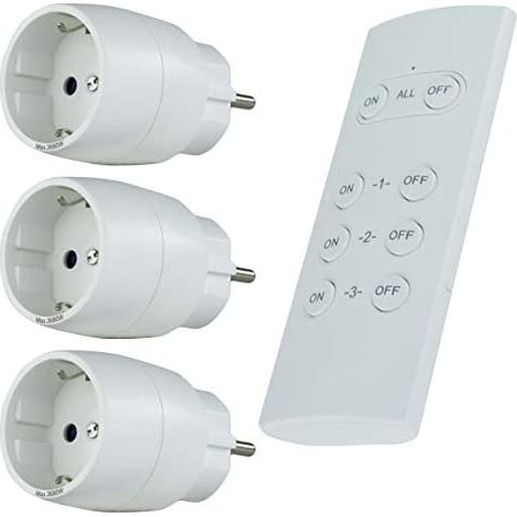 REV 0085500103 - Bloc multiprises télécommandé à 3 prises (jusqu'à 30 m, 3680 W/h), Couleur White (1/4)
