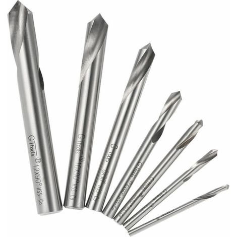 High-Speed HSS Cobalt Spot Drill Bits, 90 Degree Chamfering Tool, 7 Pieces (1/5)