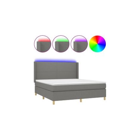 Sommier à lattes de lit matelas LED Gris foncé 180x200 Tissu (1/5)