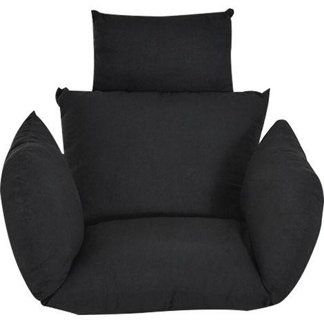 Sitzkissen für Hängeschaukeln, Sitzkissen für Hängemattenstühle, dickes Sitzkissen für Hängesessel, für drinnen und draußen, Terrasse, Garten (schwarz) (1/4)