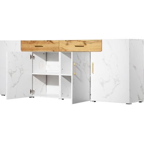 GagaGagaBuffet, meuble de cuisine, meuble de rangement, 208 x 39.5 x 80 cm, commode à 4 portes et 2 tiroirs (1/5)