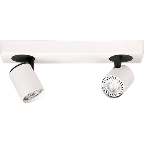 Italux Elvira - Faretti Moderni Bianco, Nero 2 Luci con Alluminio, Paralume Bianco, GU10