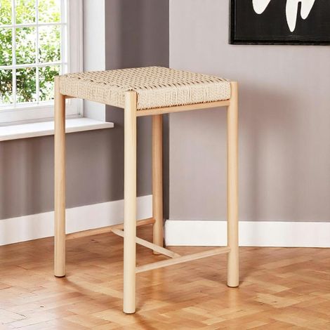 Tabouret de bar en bois et corde tressée (lot de 2) MENDOZA (1/4)