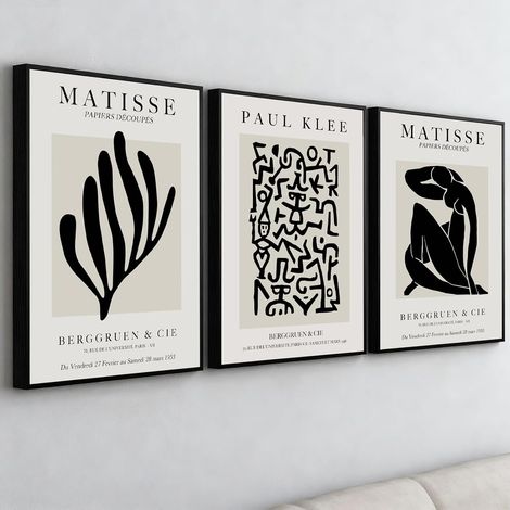 PWAAHDC Lot de 3 Tableaux Muraux Encadrés – Abstrait Noir et Beige Neutre pour Salon et Chambre – 30 x 40 cm (1/5)