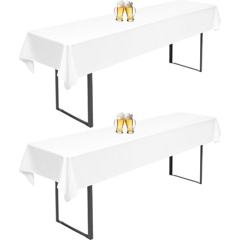 2er-Set Biertischhussen Weiß 110x260cm, waschbar, für 50/70cm Tische