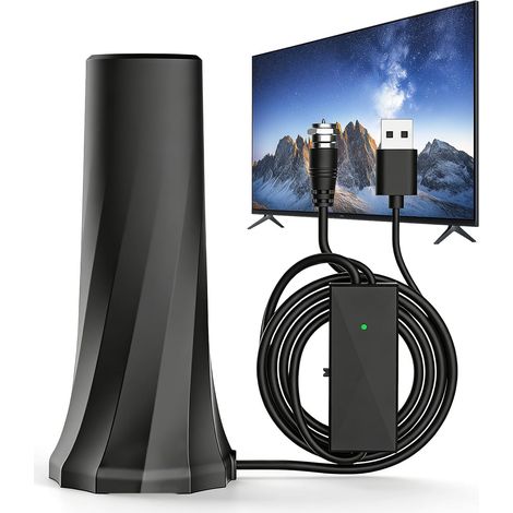 Antenne DVBT/DVBT2, antenne DVB-T2 avec amplificateur, antenne d'intérieur pour téléviseur avec base magnétique hautement renforcée et câble d'extension de 5 m, antenne TV, réception 360°, 4K/1080p HD (1/5)