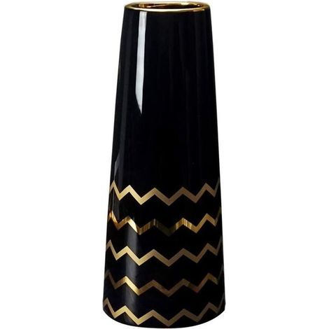 25cm Vase de Fleur Noir Or Céramique vases decoratifs Design Haut pour Maison, fête, Centre de Table de Mariage (1/5)