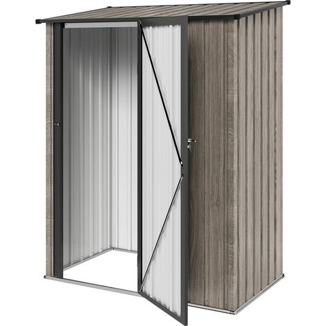 5ft x 3ft Metal Garden Storage Shed, Outdoor Tool Shed Sloped Roof, Lockable Door for Tools, Equipment, Light Grey (1/5)