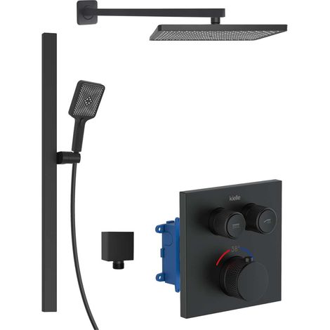 kielle Arkas I - Grifo termostático para 2 salidas, empotrado, con accesorios y cuerpo, negro mate 20611SPT34 (1/5)