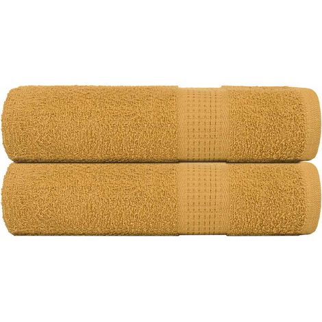 Serviettes de bain FROGN, lot de 2, couleur or, 70 x 140 cm, 360 g/m²