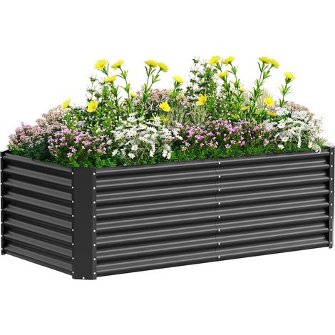 Jardinière Surélevée en Métal, 183 x 92 x 61 cm, Résistant aux Intempéries bac Potager Exterieur, Jardin Surélevé Rectangulaire en Acier Inoxydable pour Cultiver des Légumes (1/5)