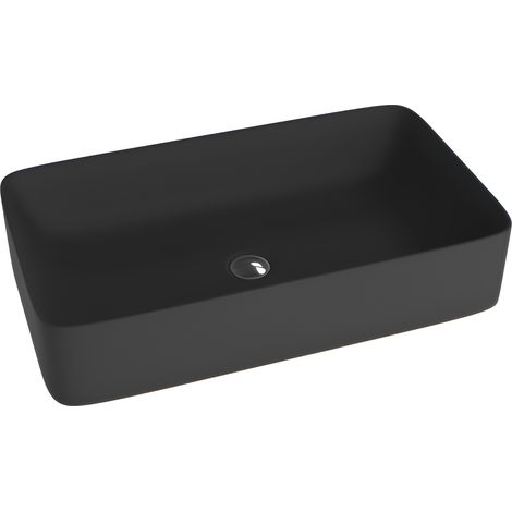 Vasque à poser LAVITA Vasque à poser élégante et compacteProduit en porcelaine de haute qualité rectangulaire 60,5x34x11 cm Noir (1/4)