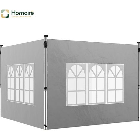 HOMAIRE 2e Set de Panneaux Latéraux pour Pavillon 3x3/3x4 m, Paroi Latérale avec Fenêtre, Etanche Gris Clair