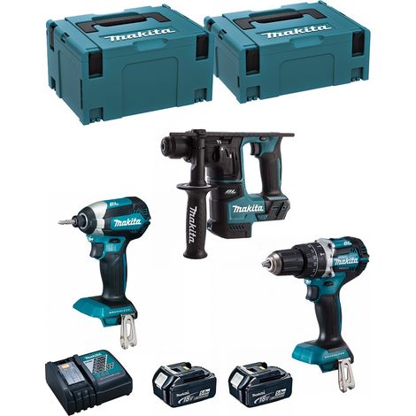 MAKITA Kit MK305RTJ (DHR171 + DHP484 + DTD153 + 2 x 5,0 Ah + DC18RC + MAKPAC 2 + MAKPAC 3) (1/5)