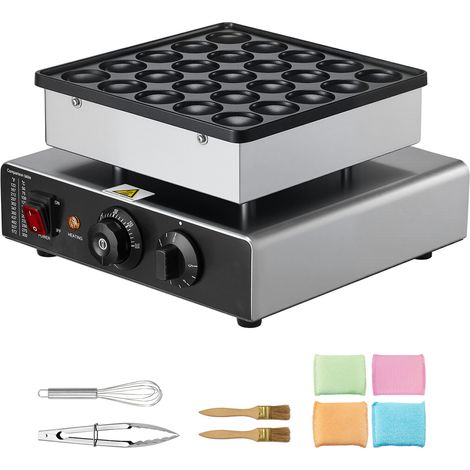 Mophorn Mini crêpière électrique, appareil à pancakes avec capacité de 25 pièces de 43 mm de diamètre, plaque de cuisson antiadhésive en acier inoxydable, réglages de température et de minuterie