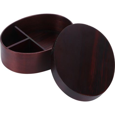 Boîte à lunch en bois de 17,5 x 13,5 cm, style bento, boîte à repas portable pour étudiants et travailleurs, peinte (1/5)
