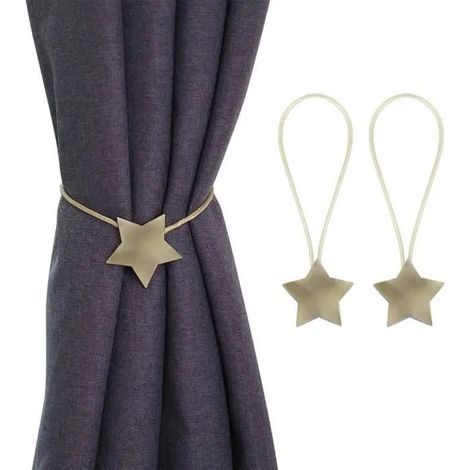 Embrasses à Rideaux,Lot de 2PCS Embrasses de Rideaux Magnétiques, Pratique Retenues de Rideaux Aimanté,Forme de Étoile Exquis (1/4)