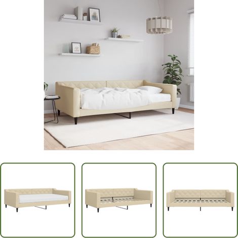 Canapé-lit - Lit de jour avec matelas crème 100x200 cm tissu (1/5)