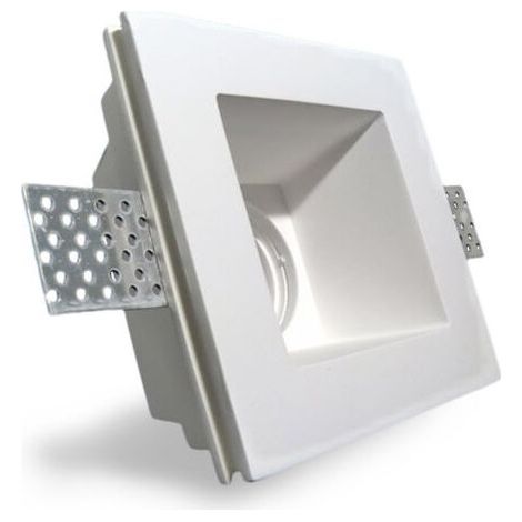 Douille De Spot Encastrée Fixe En Plâtre Pour Ampoules Led Gu10 Carrée 12x12 Cm-Chrom (1/5)