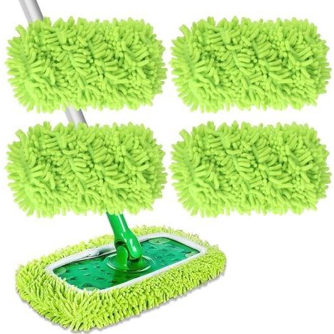 4 Pièces Chiffons de Serpillière Microfibre pour Swiffer Sweeper, Serpillière Recharge Balai Vapeur, Lingettes Humides Housse Tampons de Vadrouille Lavables Réutilisables pour Sols Carrelages (1/5)