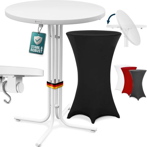 CASARIA® Round Bar Table with Slip Cover 110 High 70/80cm Diameter Foldable & Easy To Transport Powder Coated Metal Stable Bistro Bar Party Table Weatherproof Black (1/5)