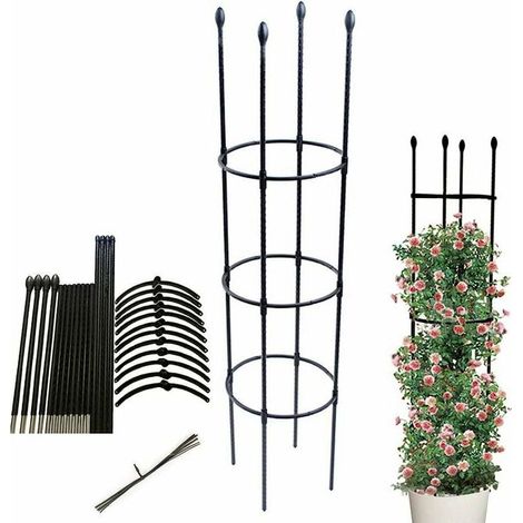 Rankgitter für Kletterpflanzen, großer Metallkäfig, Gartenobelisk für Kletterpflanzen, Rosensäule, robust und stabil, geeignet für Blumentöpfe im Garten und auf dem Balkon – 133 cm lang