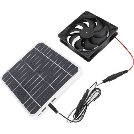 Ventilateur d'extraction solaire silencieux de 20 W avec panneau solaire monocristallin et support pour poulailler ou maison pour animaux. (1/5)