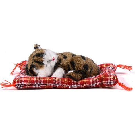 Peluche Chat Dormant pour Enfant (Noir Marron)