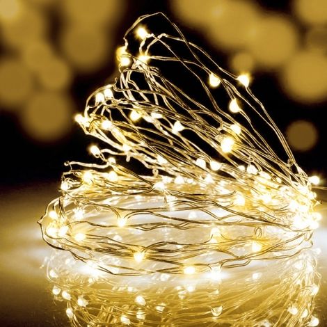 Catena Luminosa di 20 MicroLed alimentati a batteria per uso Interno (Luce Calda) (1/3)