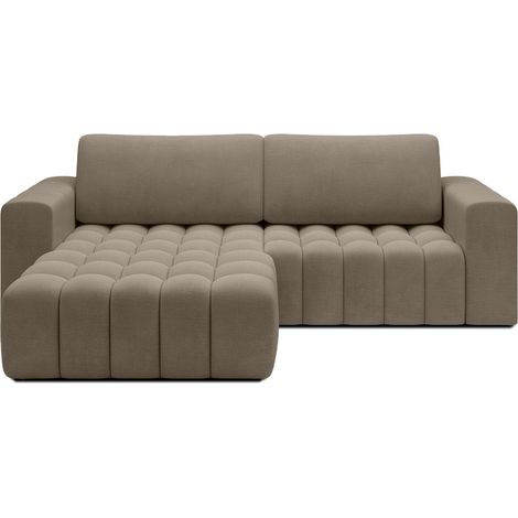 Canapé d'angle gauche convertible Clovis Velours Taupe (1/5)