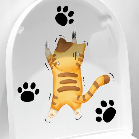 25 x 20 cm, 2 Stück, Katzenrücken, selbstklebende WC-Deckelaufkleber, lustige, wasserfeste PVC-WC-Sitzaufkleber für Deckel, Wandaufkleber (1/5)