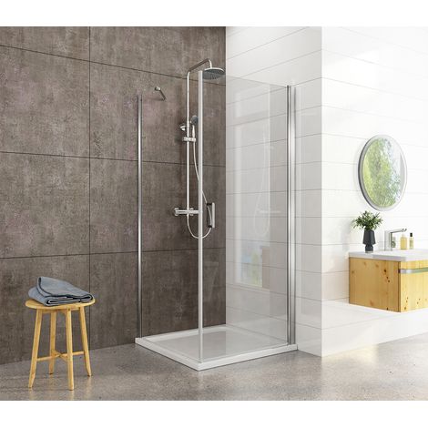Heilmetz Duschkabine 90x90cm Duschabtrennung Duschtür mit Seitenwand Duschwand Schwingtür 6mm ESG Sicherheitsglas mit Beidseitiger Nano-Beschichtung Höhe 195cm (1/5)